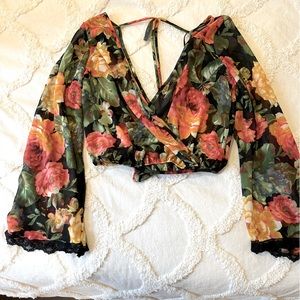 Sheer Floral Crop Top